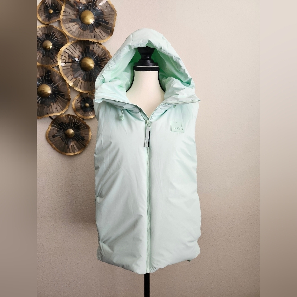 Bundle RAINS Hooded Puffer Loop Vest in Mineral with FREE Matching Backpack